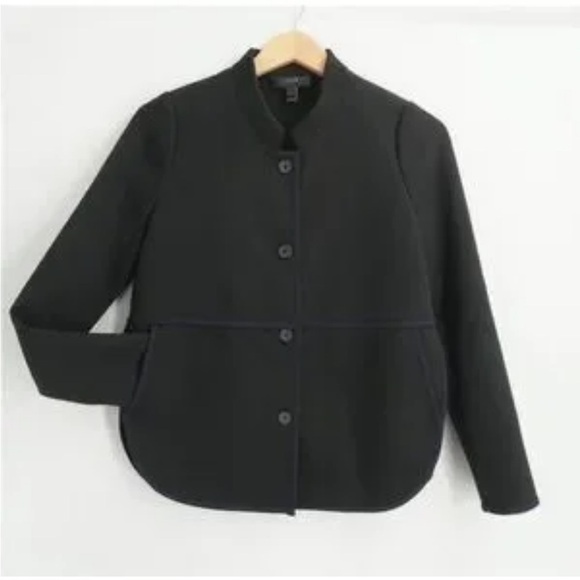 J. Crew Jackets & Blazers - J Crew Tipped Twill Jacket in Black Navy Size 6